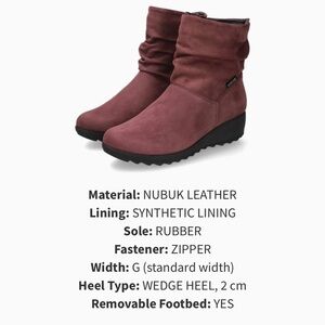 Mephisto Suede Burgundy Ankle Boots